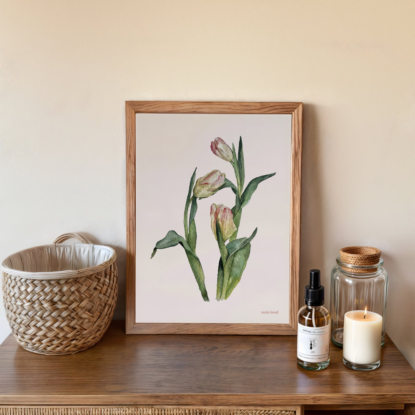 Print Flores Tulipanes Acuarela