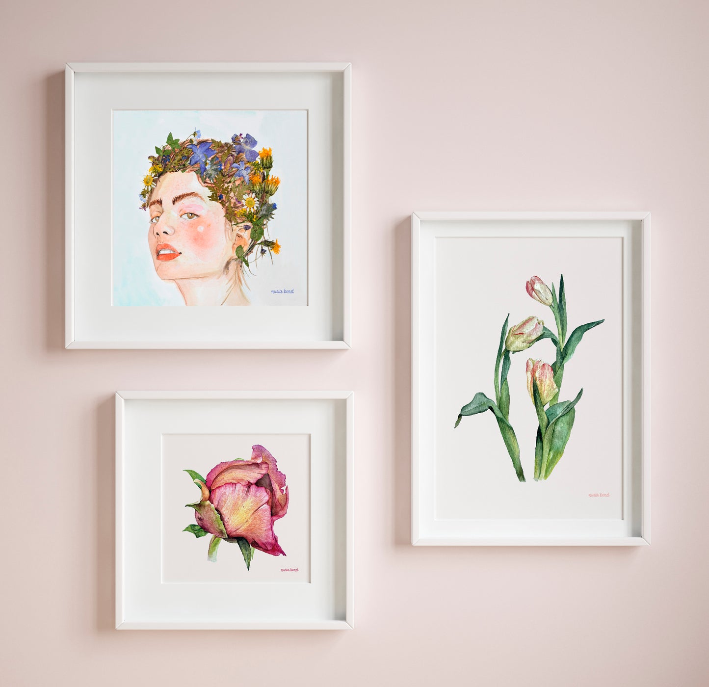 Print Flores Tulipanes Acuarela