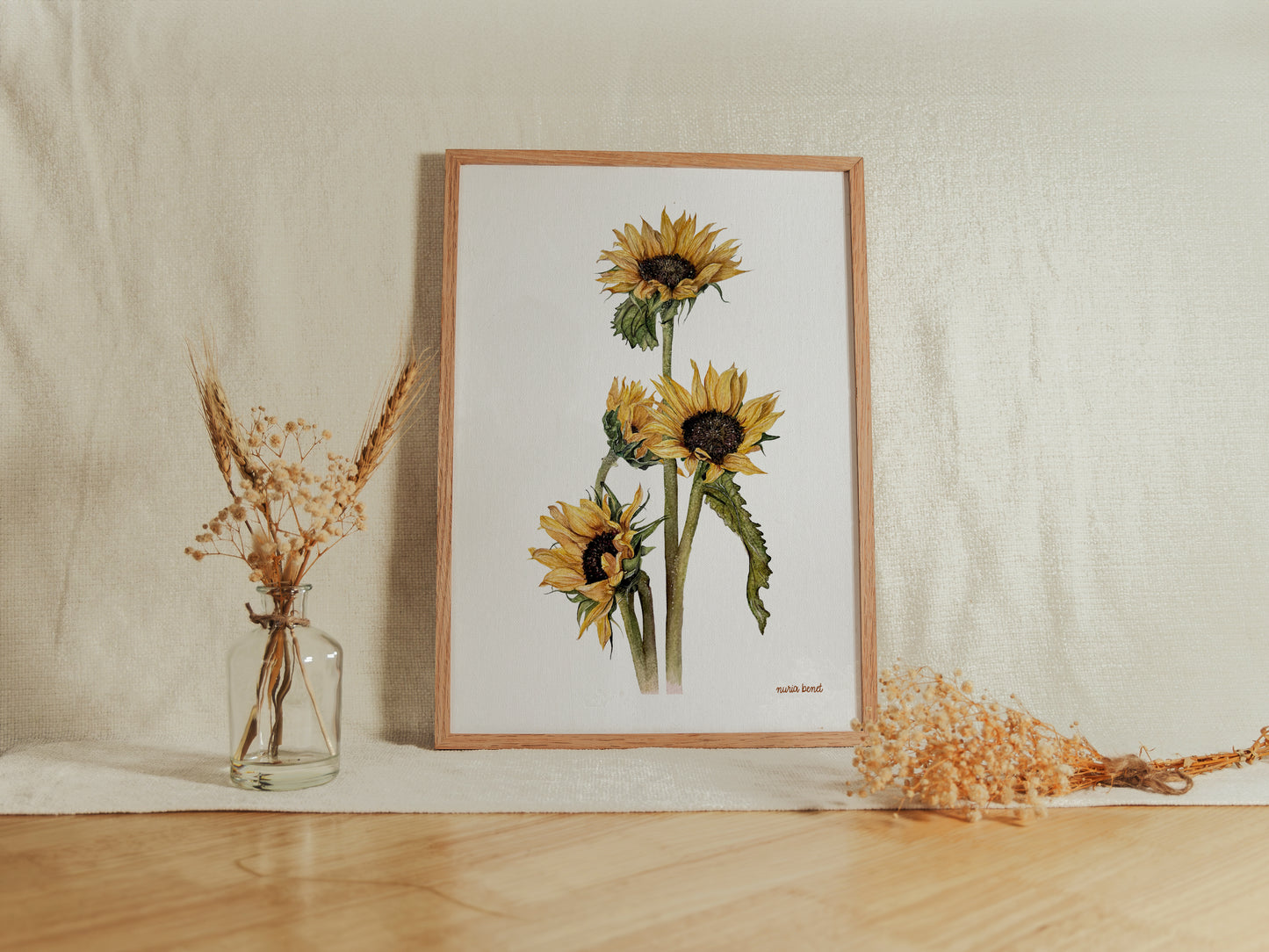 Print Flores Girasoles Acuarela