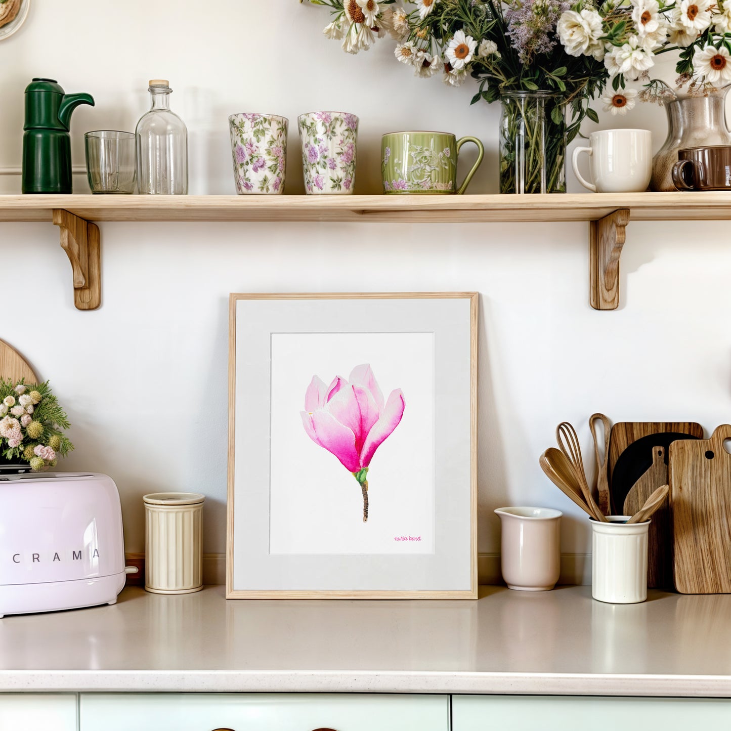 Print Flores Magnolia Acuarela