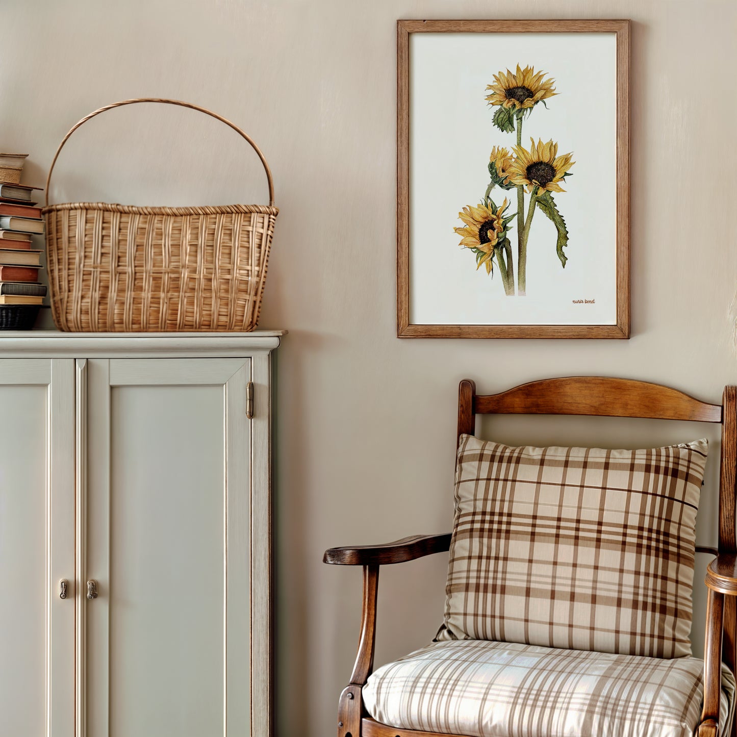 Print Flores Girasoles Acuarela