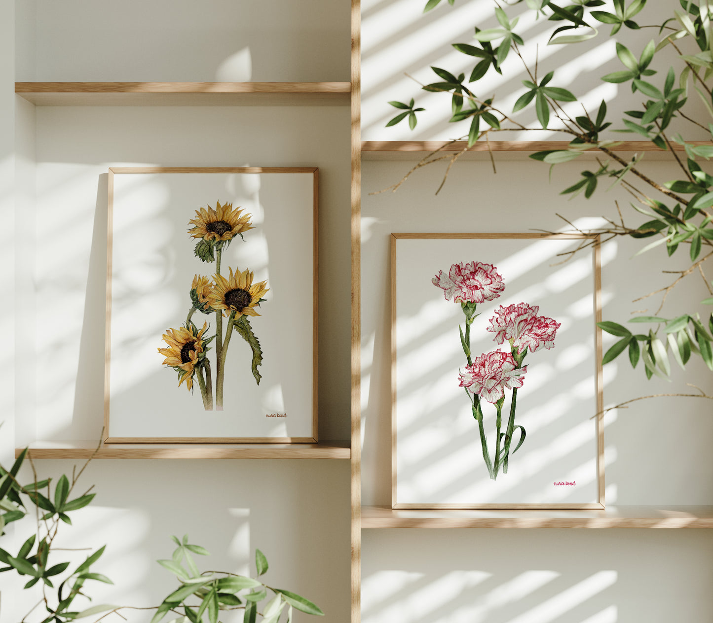 Print Flores Claveles Acuarela