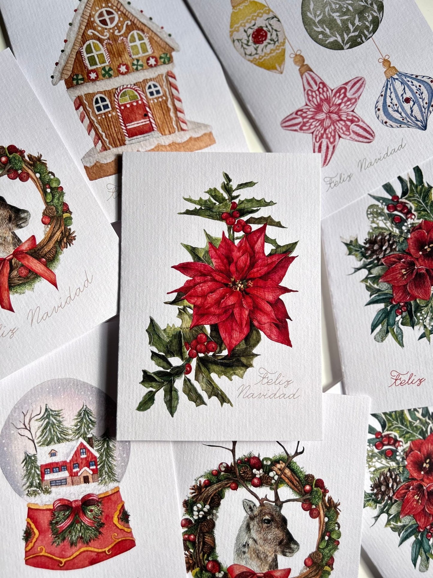 Postal Navidad Flor de Pascua - Nuria Benet