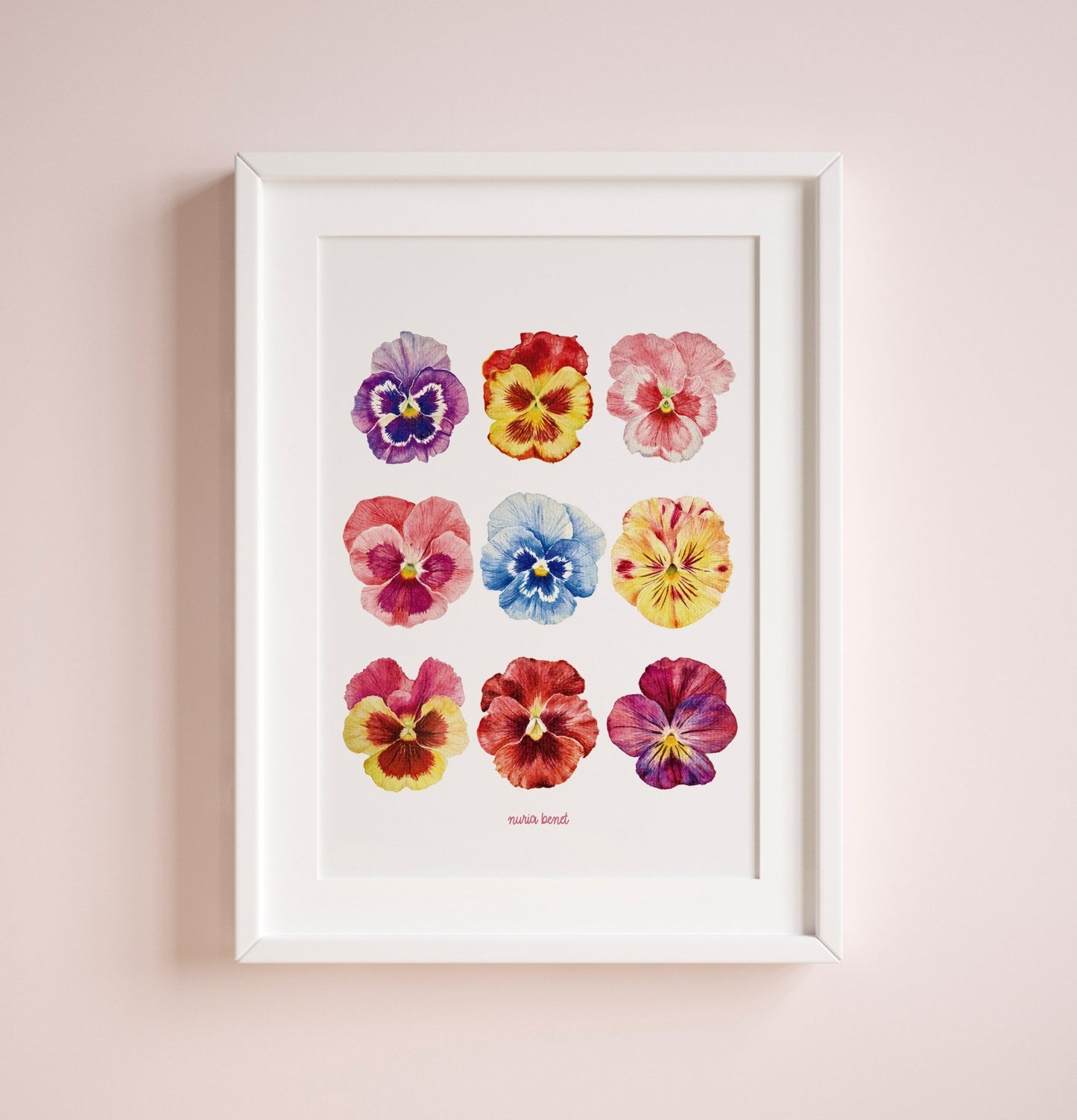 Print Composición Flores del Pensamiento Acuarela - Nuria Benet