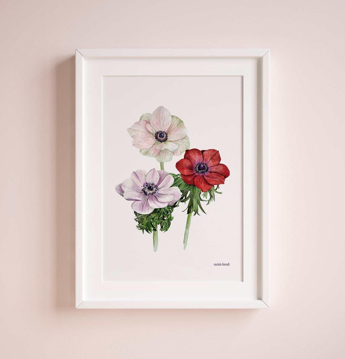 Print Flores Anémonas Acuarela - Nuria Benet