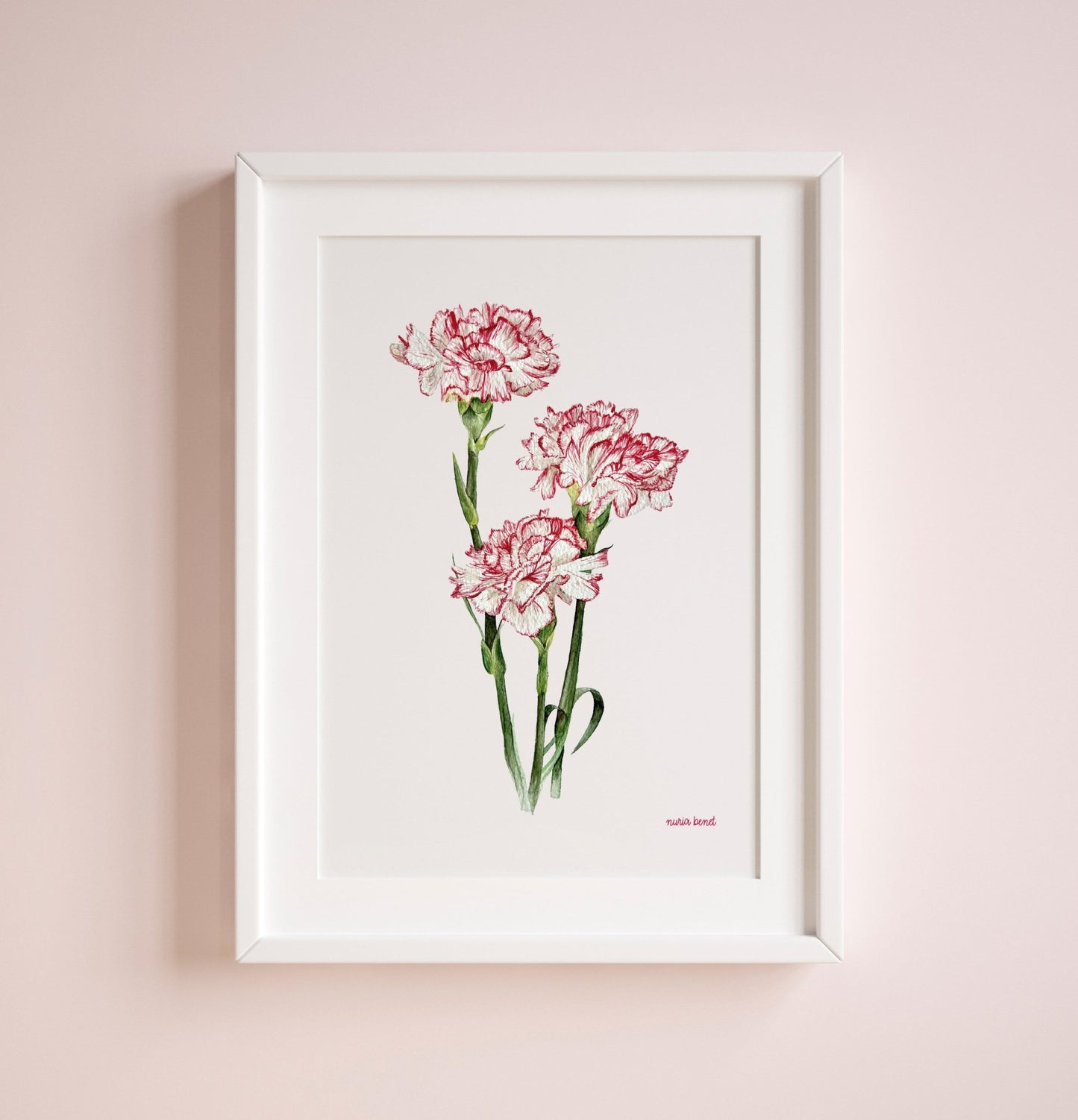 Print Flores Claveles Acuarela - Nuria Benet