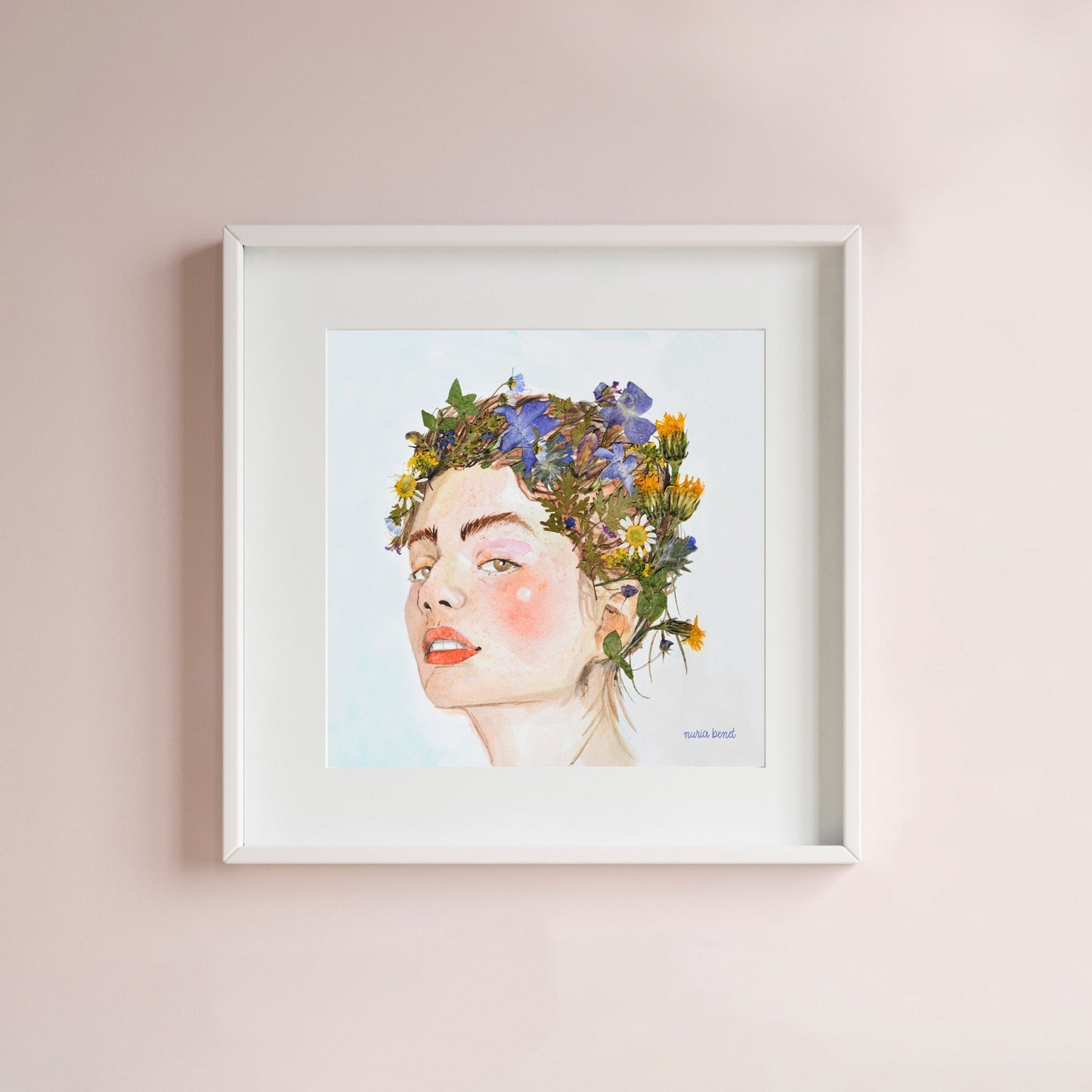Print Retrato con Flores Secas Acuarela - Nuria Benet