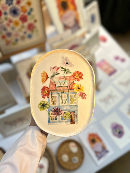 Plato Cerámica Hogar Floral