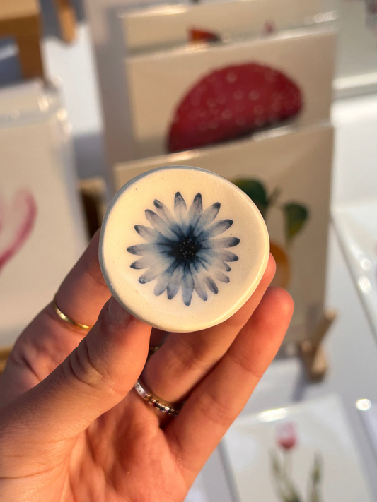Plato Cerámica Flor Azul