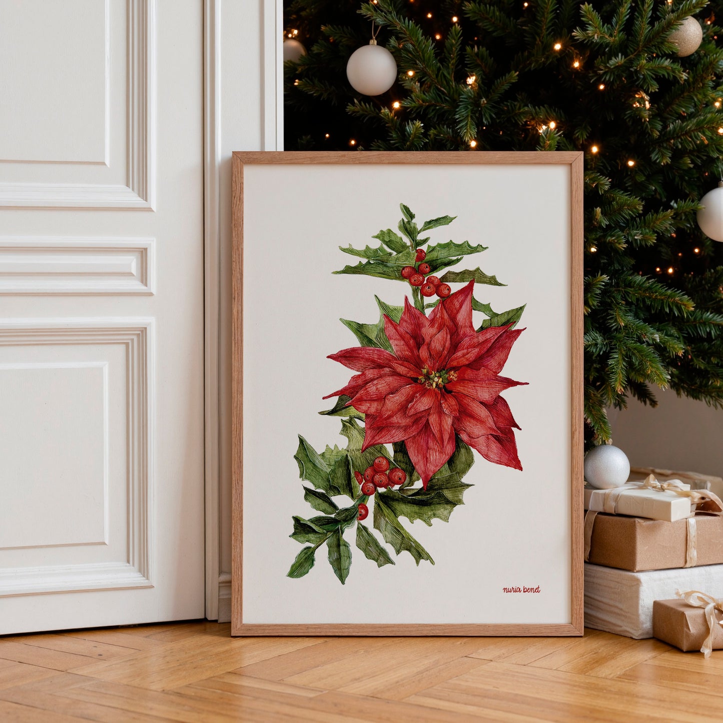 Print Flor de Pascua Acuarela