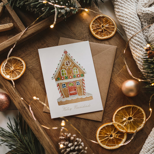 Postal Navidad Casita de Jengibre