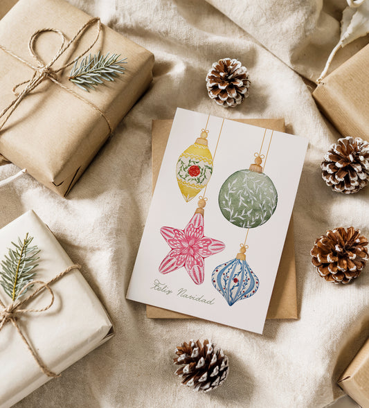 Postal Navidad Adornos Árbol
